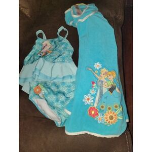 Disney store frozen elsa anna bikini and cover up swim suit bathing size 9 10